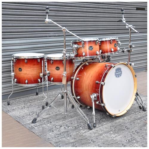 Image 1 - Mapex 10", 12", 14", 16", 22" Armory Studio Shell Pack with Tomahawk Snare Drum in Redwood Burst finish *2nd Hand*