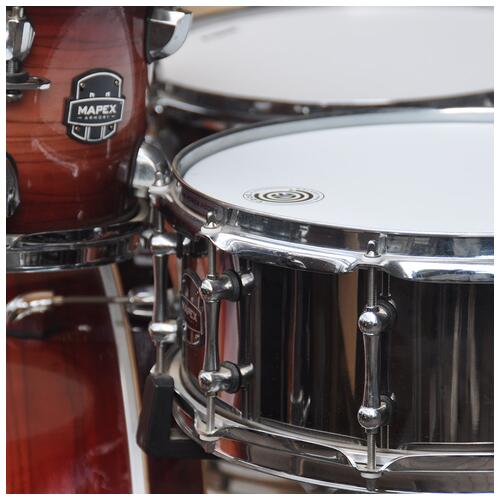 Image 9 - Mapex 10", 12", 14", 16", 22" Armory Studio Shell Pack with Tomahawk Snare Drum in Redwood Burst finish *2nd Hand*