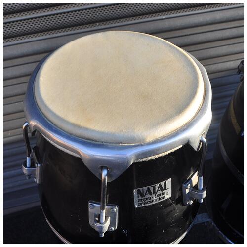 Image 7 - Natal 11" x 11.75" Vintage Congas Pair With Stand In Black Fibreglass finish *2nd Hand*