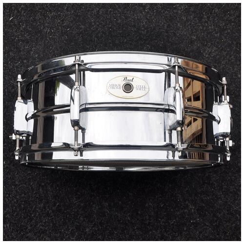 Image 1 - Pearl 14" x 5.5" Export Steel Mirror Chrome Snare Drum *2nd Hand*