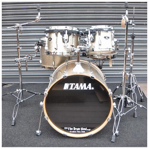 Image 2 - Tama 10", 12", 14", 22" 2007 Superstar EFX Shell Pack with 14" Snare and Tama Roadpro Hardware in Vintage Nickel Sparkle finish *2nd Hand*