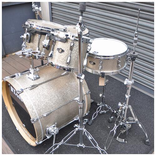 Image 3 - Tama 10", 12", 14", 22" 2007 Superstar EFX Shell Pack with 14" Snare and Tama Roadpro Hardware in Vintage Nickel Sparkle finish *2nd Hand*