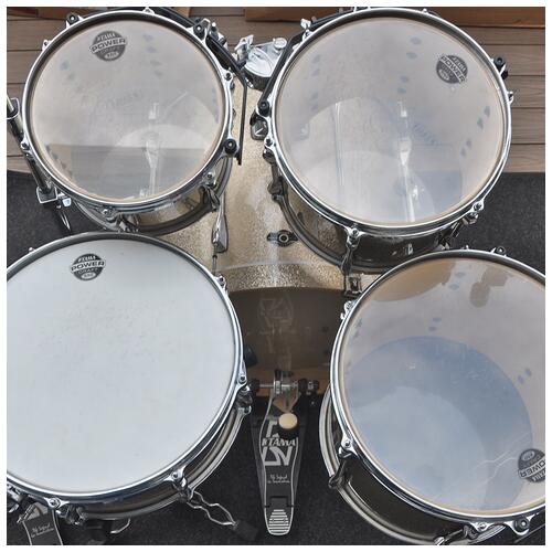 Image 4 - Tama 10", 12", 14", 22" 2007 Superstar EFX Shell Pack with 14" Snare and Tama Roadpro Hardware in Vintage Nickel Sparkle finish *2nd Hand*