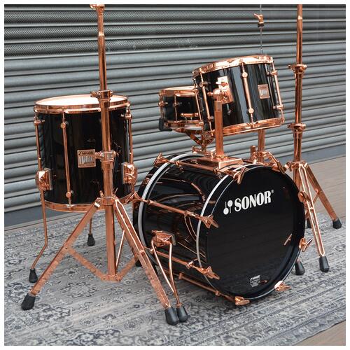 Image 1 - Sonor 12", 14", 18" Hilite Exclusive with 14" Snare in Black Lacquer with Copper Hardware *2nd Hand*