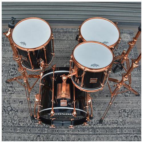 Image 10 - Sonor 12", 14", 18" Hilite Exclusive with 14" Snare in Black Lacquer with Copper Hardware *2nd Hand*