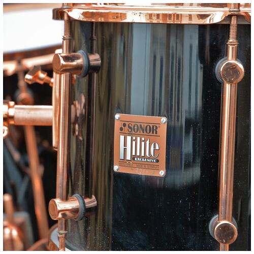 Image 9 - Sonor 12", 14", 18" Hilite Exclusive with 14" Snare in Black Lacquer with Copper Hardware *2nd Hand*