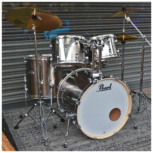 Image 1 - Pearl 12", 13", 16", 22" Export Rock Drum Kit with Snare, Hardware, and Cymbals in Chrome finish *2nd Hand*