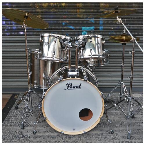 Image 2 - Pearl 12", 13", 16", 22" Export Rock Drum Kit with Snare, Hardware, and Cymbals in Chrome finish *2nd Hand*