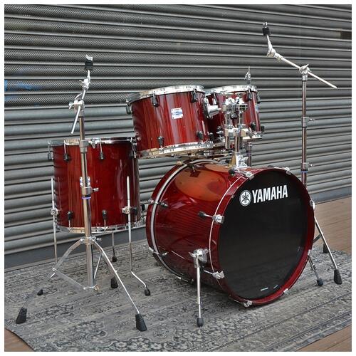 Image 1 - Yamaha Stage Custom Advantage Cranberry Plastic Lugs 12" 13" 16" 22" Hardware and Snare *2nd Hand*