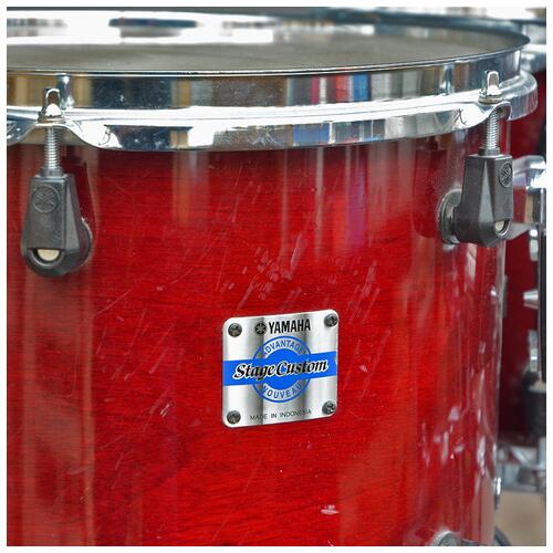 Image 4 - Yamaha Stage Custom Advantage Cranberry Plastic Lugs 12" 13" 16" 22" Hardware and Snare *2nd Hand*