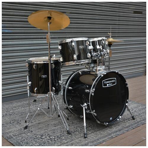 Image 1 - Mapex 10", 12", 14", 20" Tornado Drum Kit with 14" Snare, Hardware and Cymbals in Black *2nd Hand*