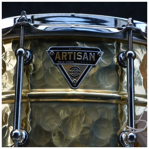 Image 2 - Dixon Artisan 14"x6.5" Hammered Brass Snare Drum - 2nd Hand