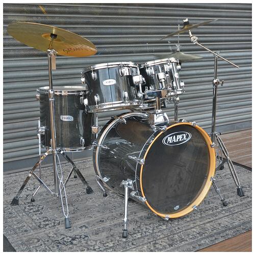 Image 1 - Mapex V Series 10" 12" 14" 20" + 14" Snare Black Lacquered with Hardware & cymbals - 14" hats 16" crash &" 20 ride - 2nd Hand