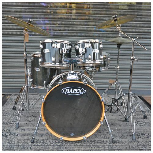 Image 4 - Mapex V Series 10" 12" 14" 20" + 14" Snare Black Lacquered with Hardware & cymbals - 14" hats 16" crash &" 20 ride - 2nd Hand