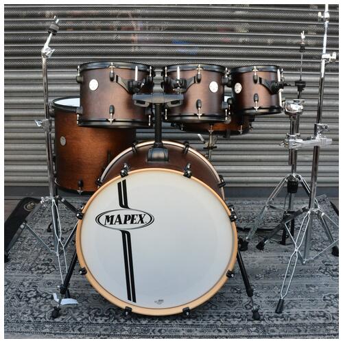 Image 4 - Mapex Horizon Kit 8 10 12 14 20 + 14 Snare w/ Hardware in Dark Wood Matte Finish