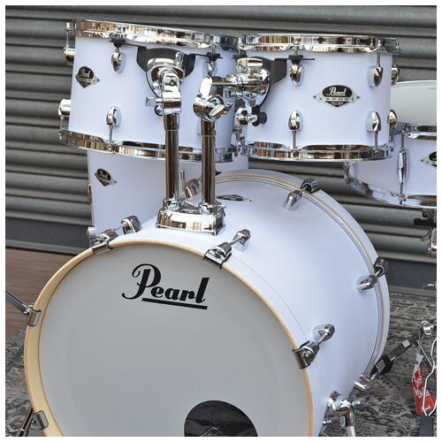 Image 11 - Pearl 10", 12", 14", 20" Export with 14" Snare, Hardware and Cymbals in Matt White finish *Shop Floor Model*