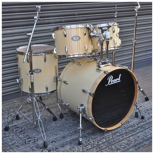 Image 1 - Pearl 12", 13", 16", 22" Vision Birch Drum Kit with 14" Steel Sensitone Snare and Pearl Stands in Faded / Discoloured Ivory finish *2nd Hand*