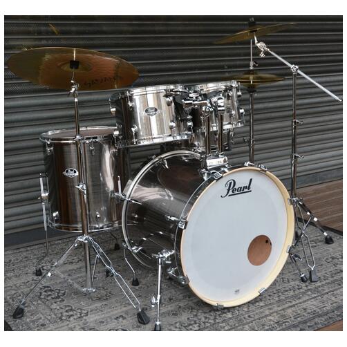 Pearl Export 10", 12", 16", 22" Drum Kit with Hardware and Cymbals in Smokey Chrome finish *2nd Hand*